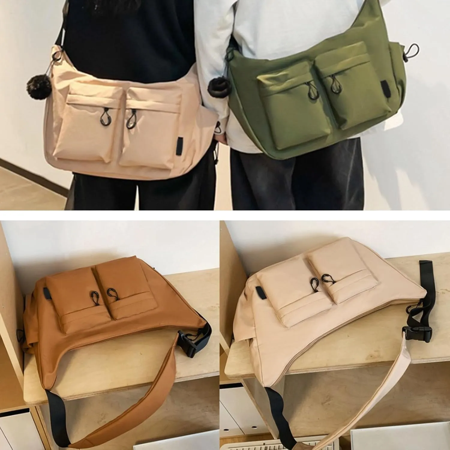 2025 New Large Capacity Messenger Canvas Bag, Large Crossbody Bag Shoulder Purse, Vintage Water Resistant Canvas Satchel