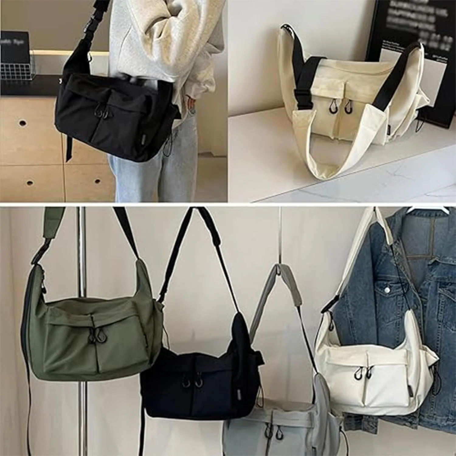 2025 New Large Capacity Messenger Canvas Bag, Large Crossbody Bag Shoulder Purse, Vintage Water Resistant Canvas Satchel