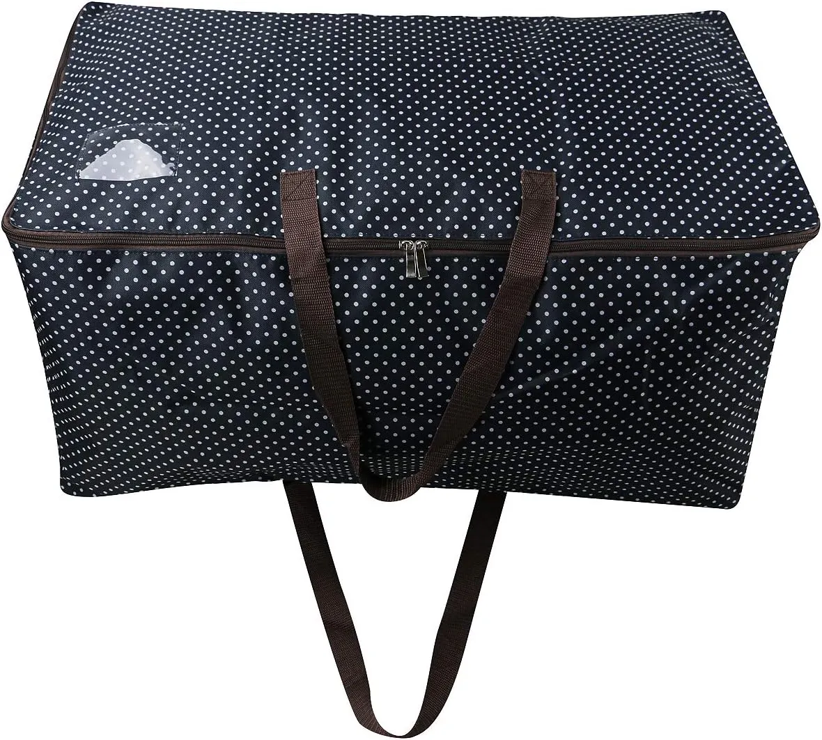 27.5 X 16.5 X 13.8, 3-Side Zip Open Storage Bag with Handles for Christmas Trees, Party Ornament Decorations Organizer Bags, Black Dots