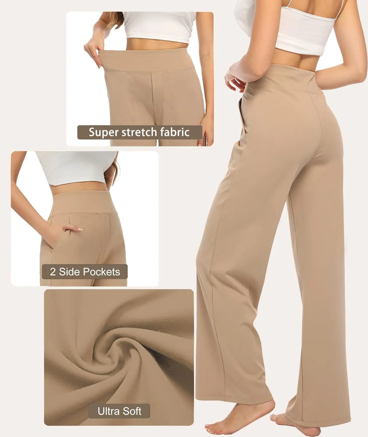 3 Pack Yoga Pants Women's Wide Leg Pants High Waist Elastic Sweatpants pantsLounge Pants with Pockets