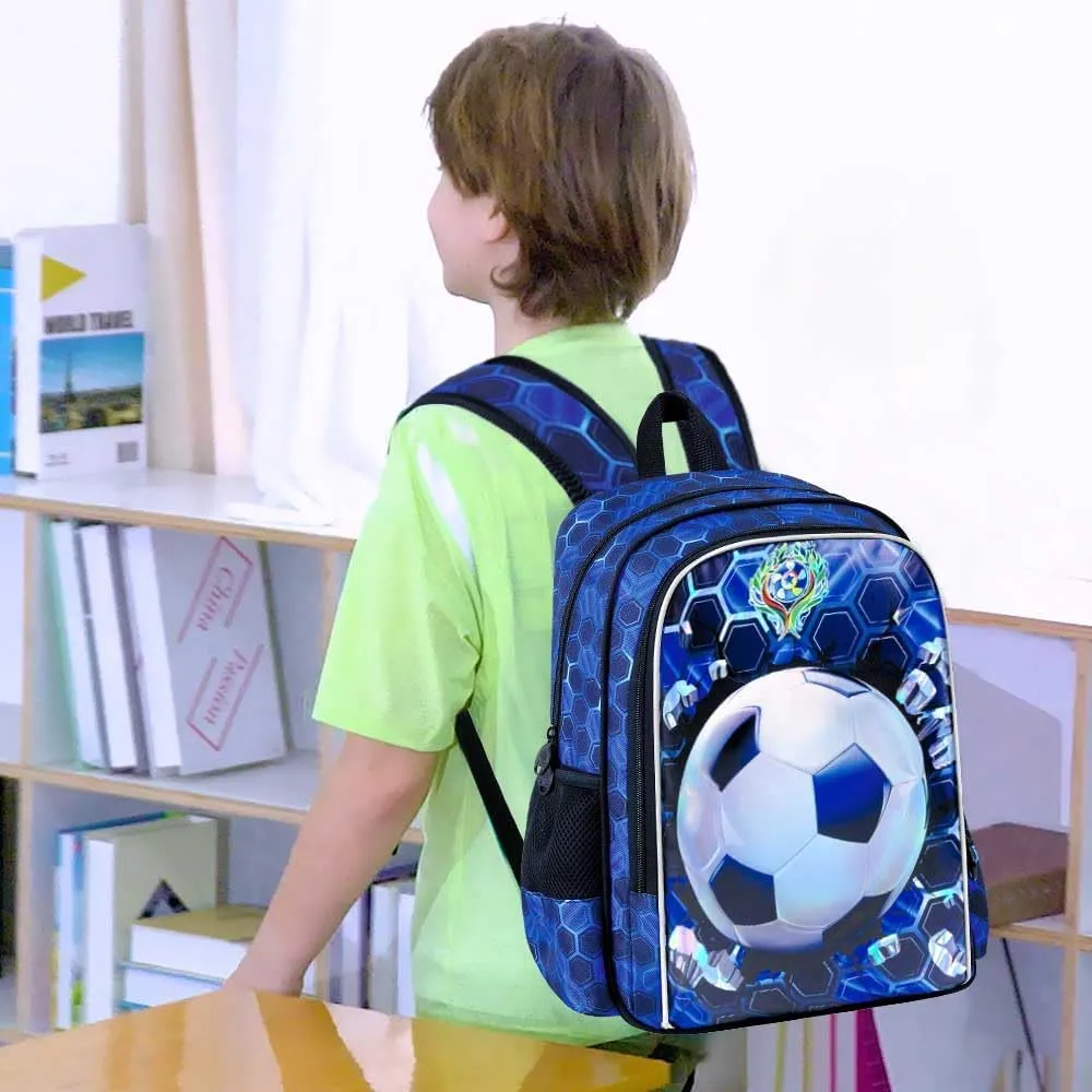 3PCS Dinosaur Backpack for Boys, 16 Inch Kids Water Resistant Preschool Elementary Kindergarten Bookbags and Lunch Box