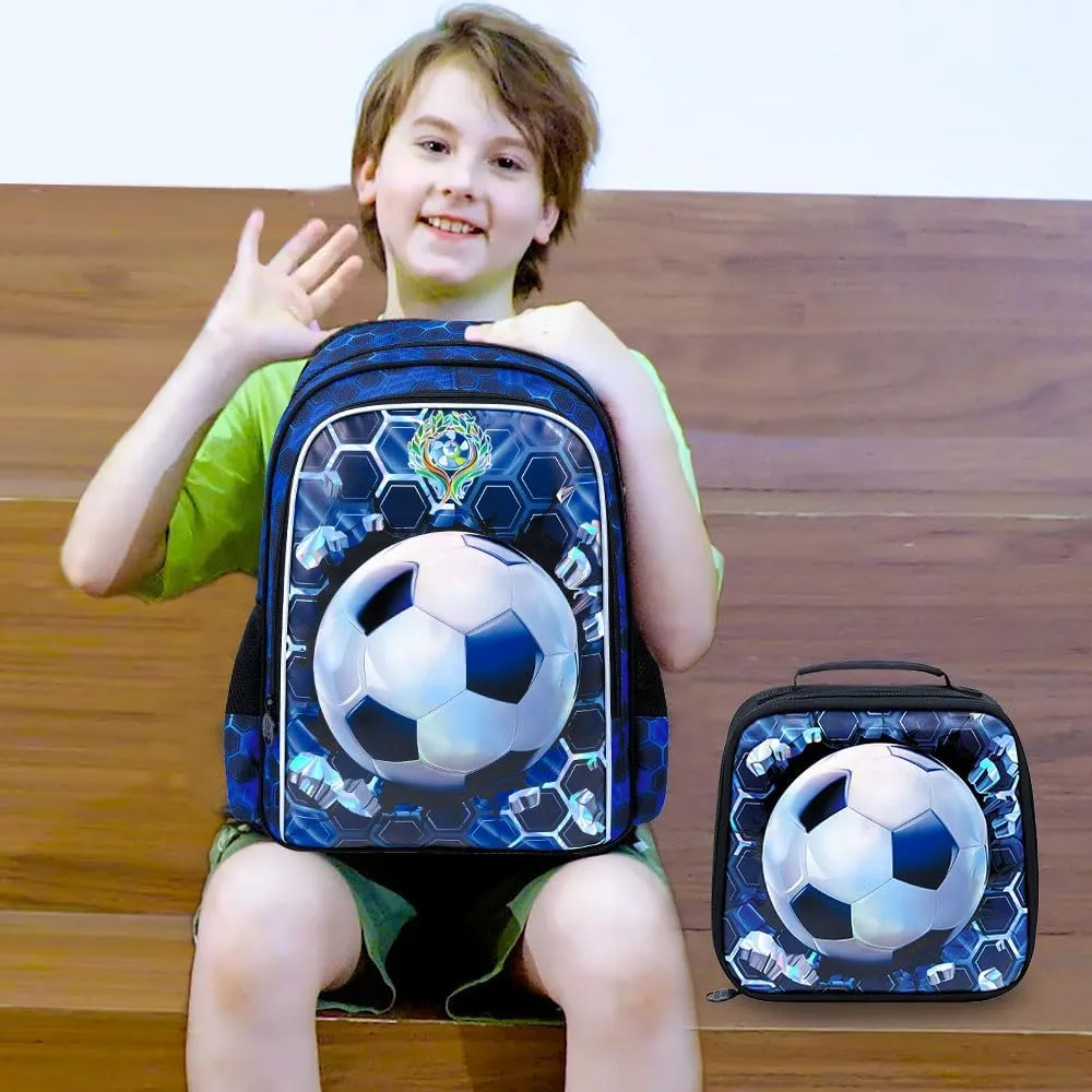 3PCS Dinosaur Backpack for Boys, 16 Inch Kids Water Resistant Preschool Elementary Kindergarten Bookbags and Lunch Box