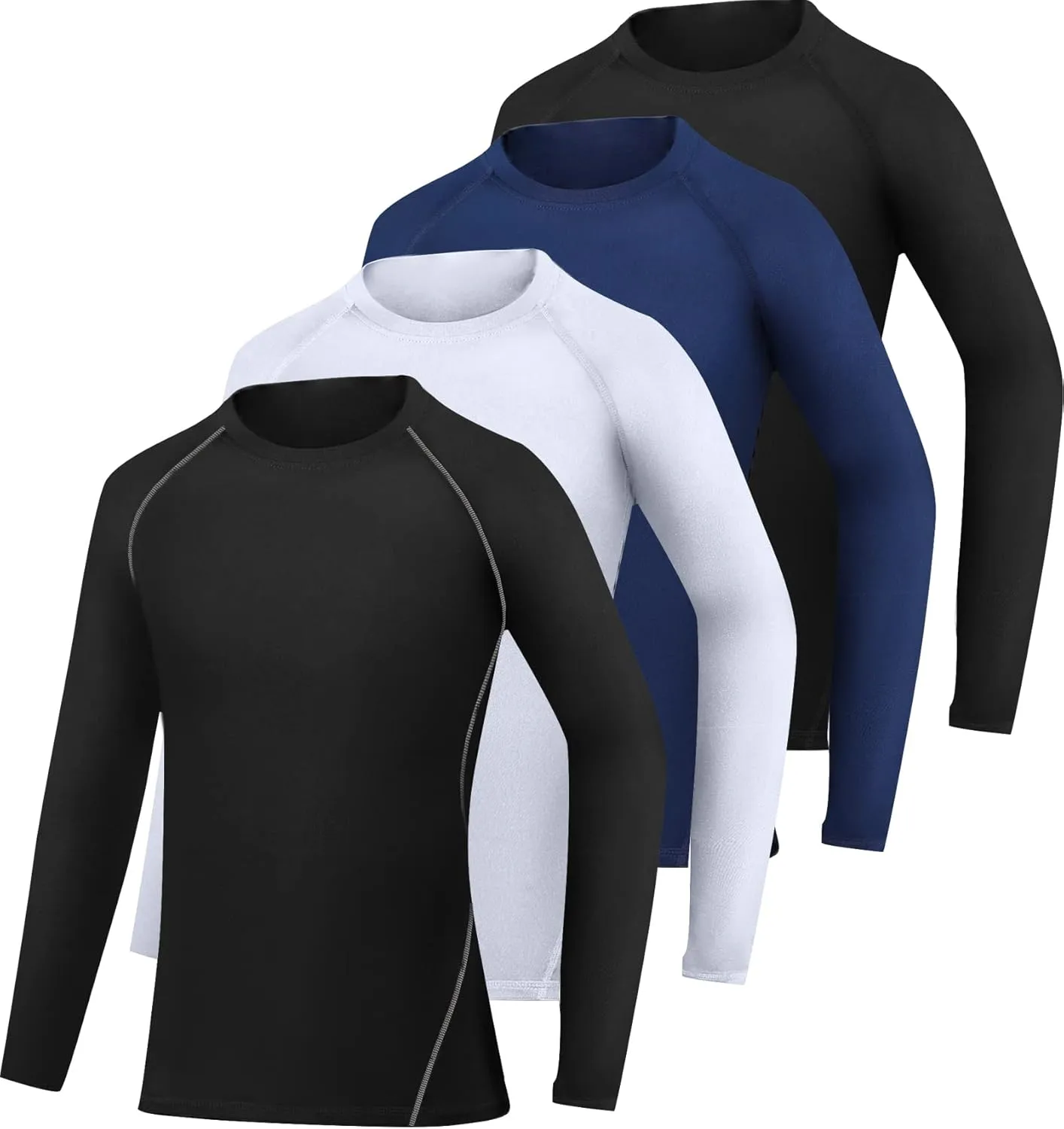 4 Pack Youth Boys Compression Pants Leggings Tights Athletic Base Layer Under Pants Gear for Football Sports