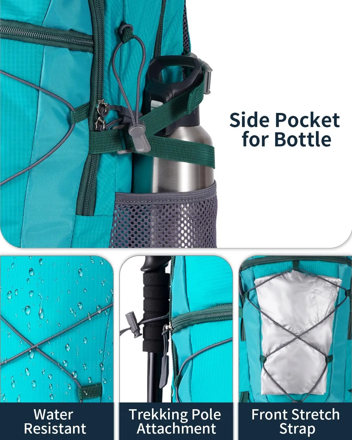 40L Hiking Backpack Lightweight Water Resistant Camping Outdoor Sport Trekking Travel Daypack for Men WomenLake Blue A