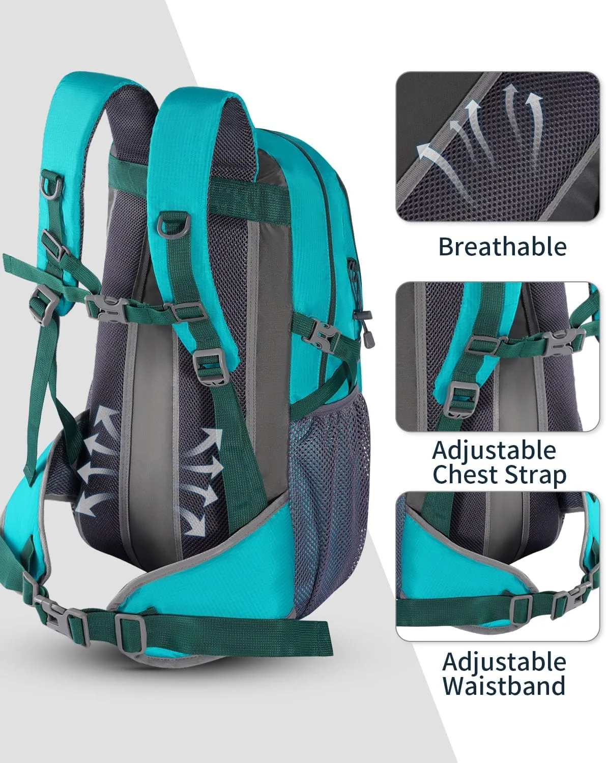 40L Hiking Backpack Lightweight Water Resistant Camping Outdoor Sport Trekking Travel Daypack for Men WomenLake Blue A