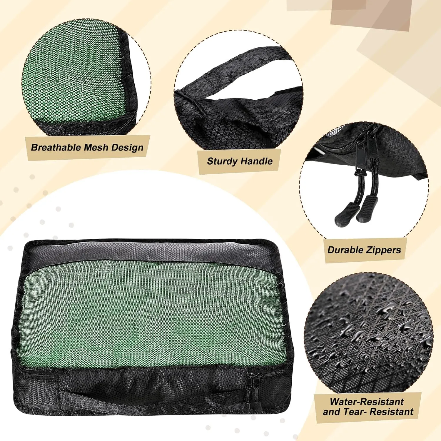 5 Pcs Packing Cubes for Suitcase Large Travel Cubes Carry on Luggage Organizer Bags for Clothes Accessories(Mixed,Black)