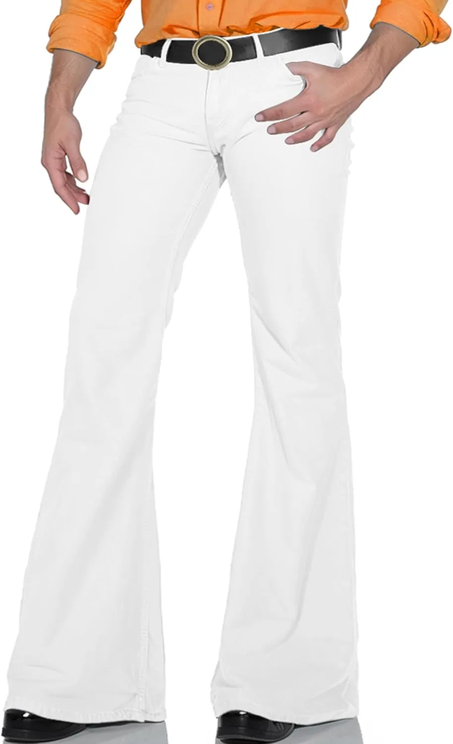 70SFUSION Men's Relaxed Fit Vintage Jeans, Classic 70s Style Bell Bottom Denim Pants