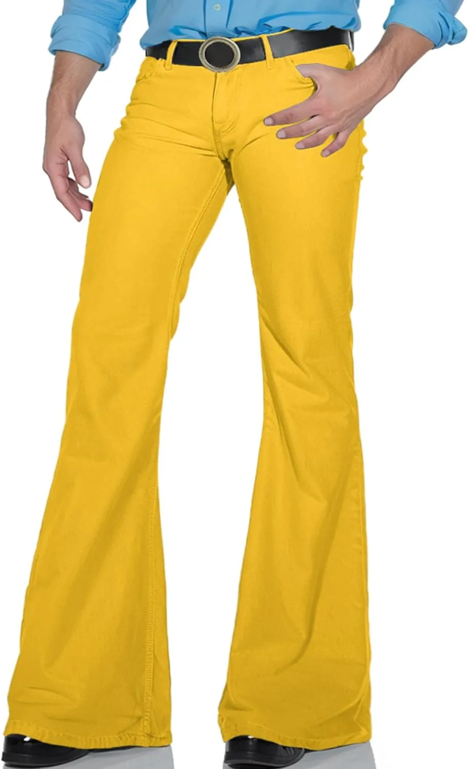 70SFUSION Men's Relaxed Fit Vintage Jeans, Classic 70s Style Bell Bottom Denim Pants