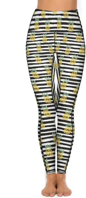 80s 90s Retro Yoga Pants for Women Tummy Control Workout Leggings with Pockets Stretchy High Waist Work Casual Pants