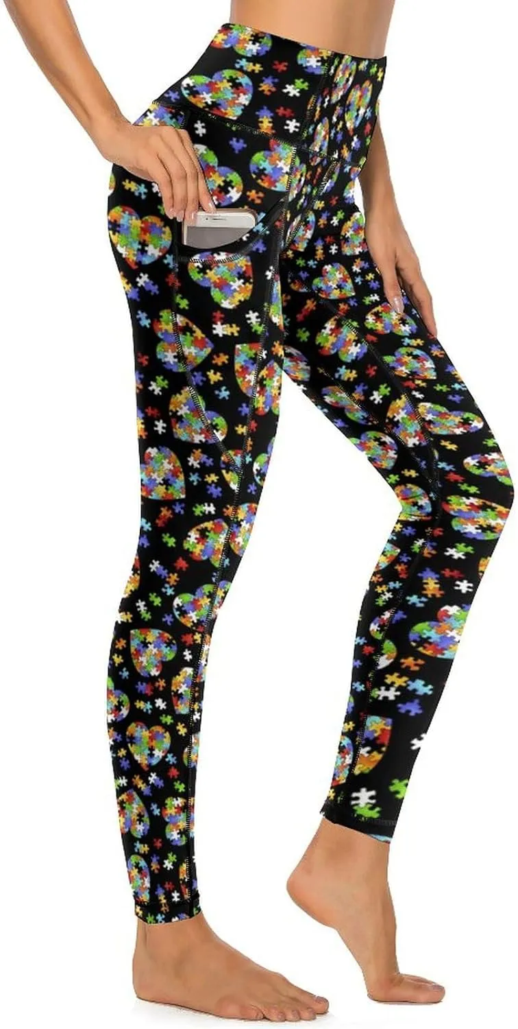 80s 90s Retro Yoga Pants for Women Tummy Control Workout Leggings with Pockets Stretchy High Waist Work Casual Pants