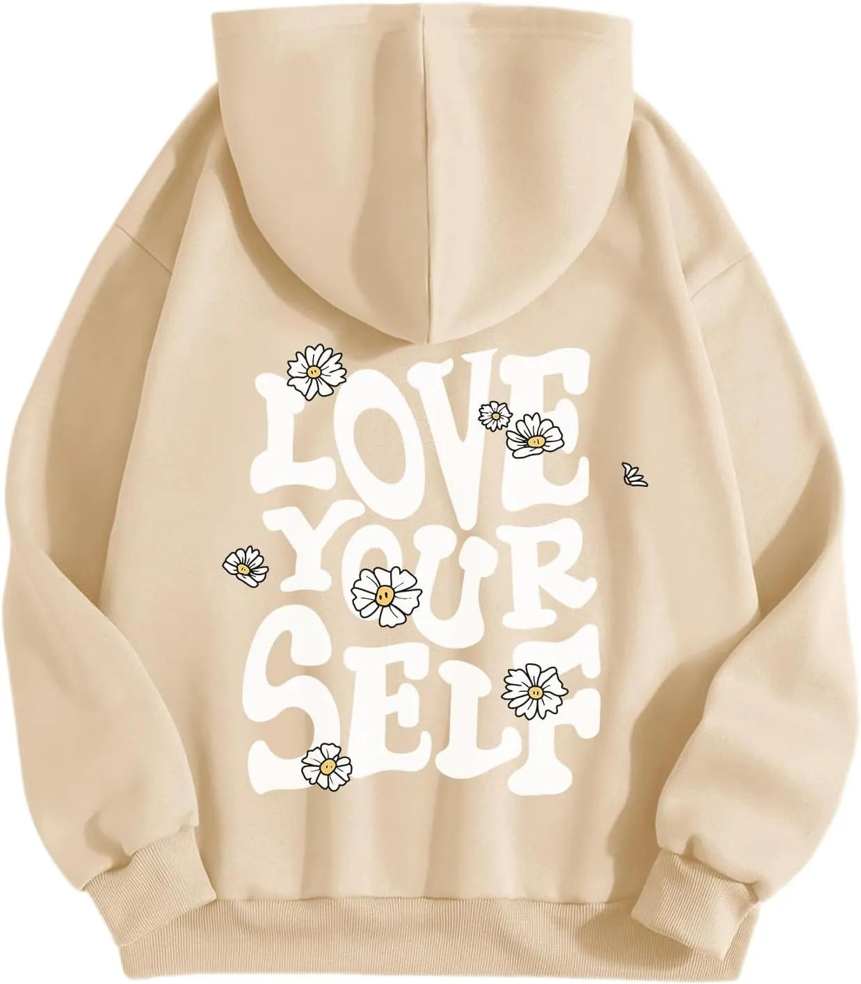 Aesthetic Preppy Hoodies for Teen Girls Cute Graphic Sweatshirts Inspirational Letter Slogan Loose Fit Pullover Tops