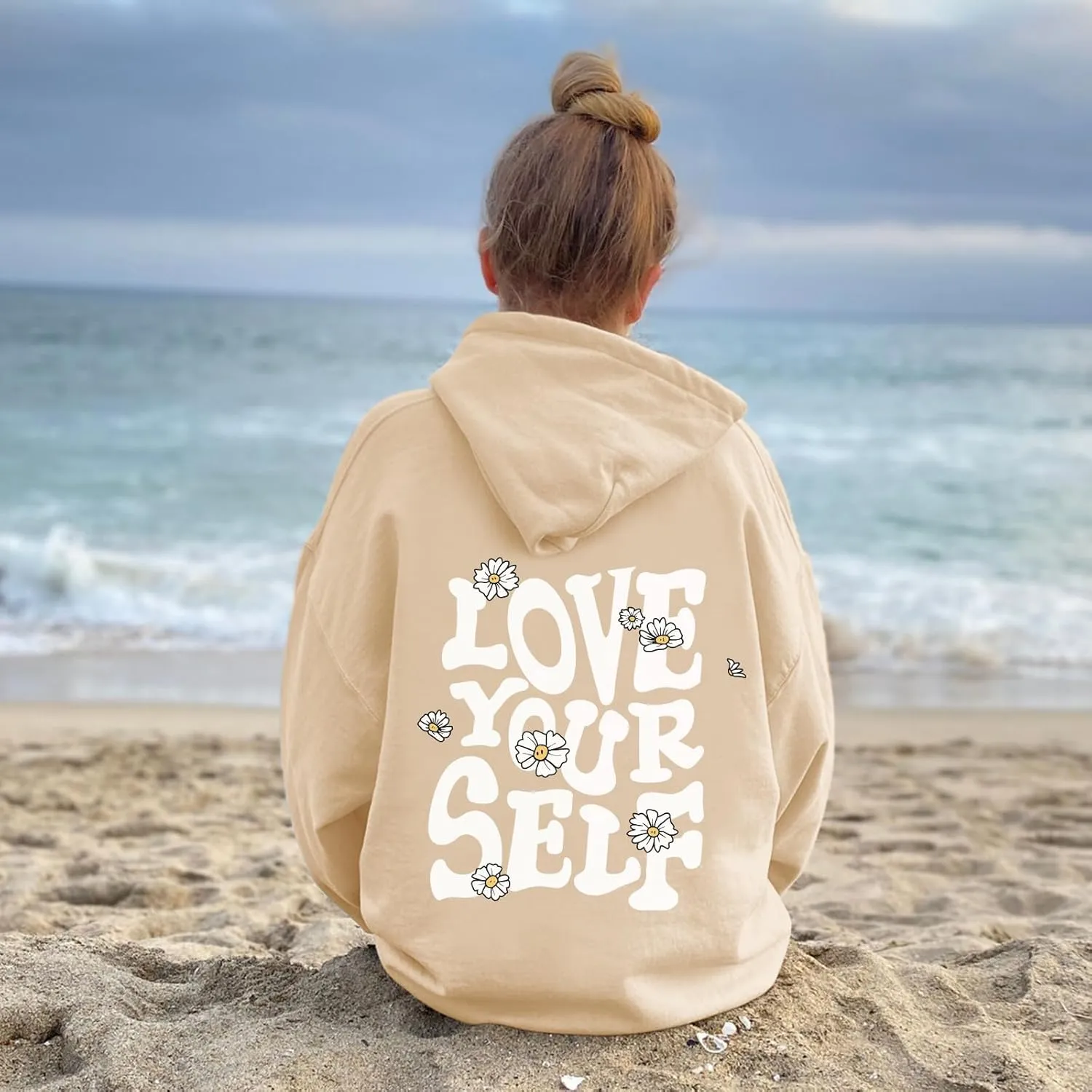Aesthetic Preppy Hoodies for Teen Girls Cute Graphic Sweatshirts Inspirational Letter Slogan Loose Fit Pullover Tops