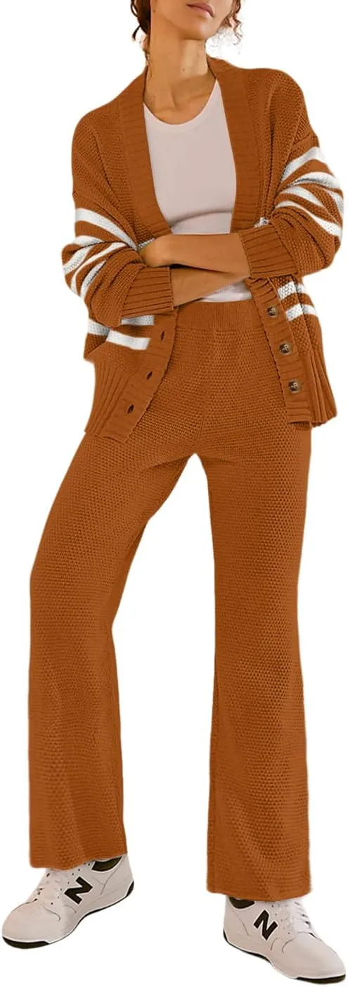 AGSEEM 2 Piece Outfits for Women Sweater Tops and Pants Loungewear Jogger Sets Tracksuit
