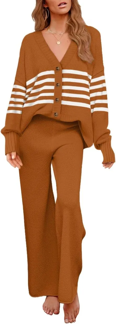 AGSEEM 2 Piece Outfits for Women Sweater Tops and Pants Loungewear Jogger Sets Tracksuit