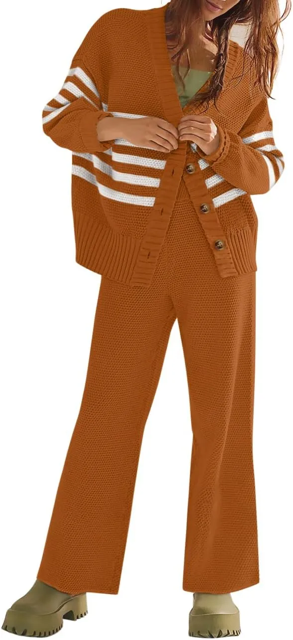 AGSEEM 2 Piece Outfits for Women Sweater Tops and Pants Loungewear Jogger Sets Tracksuit