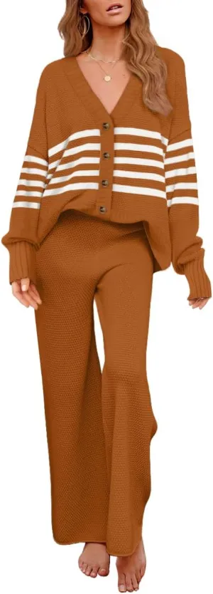AGSEEM 2 Piece Outfits for Women Sweater Tops and Pants Loungewear Jogger Sets Tracksuit
