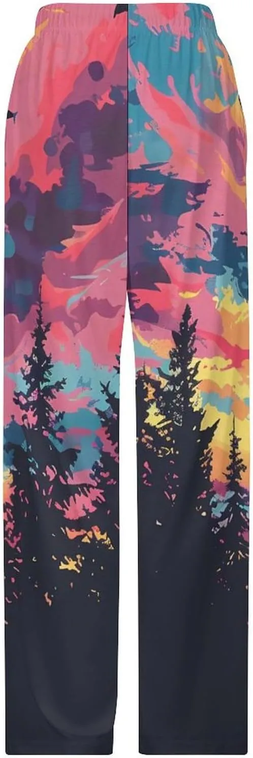Airplane Sunset Pajamas for Adult Bottoms Lounge Pants Sleepwear Loungewear with Elastic Waistband Unisex