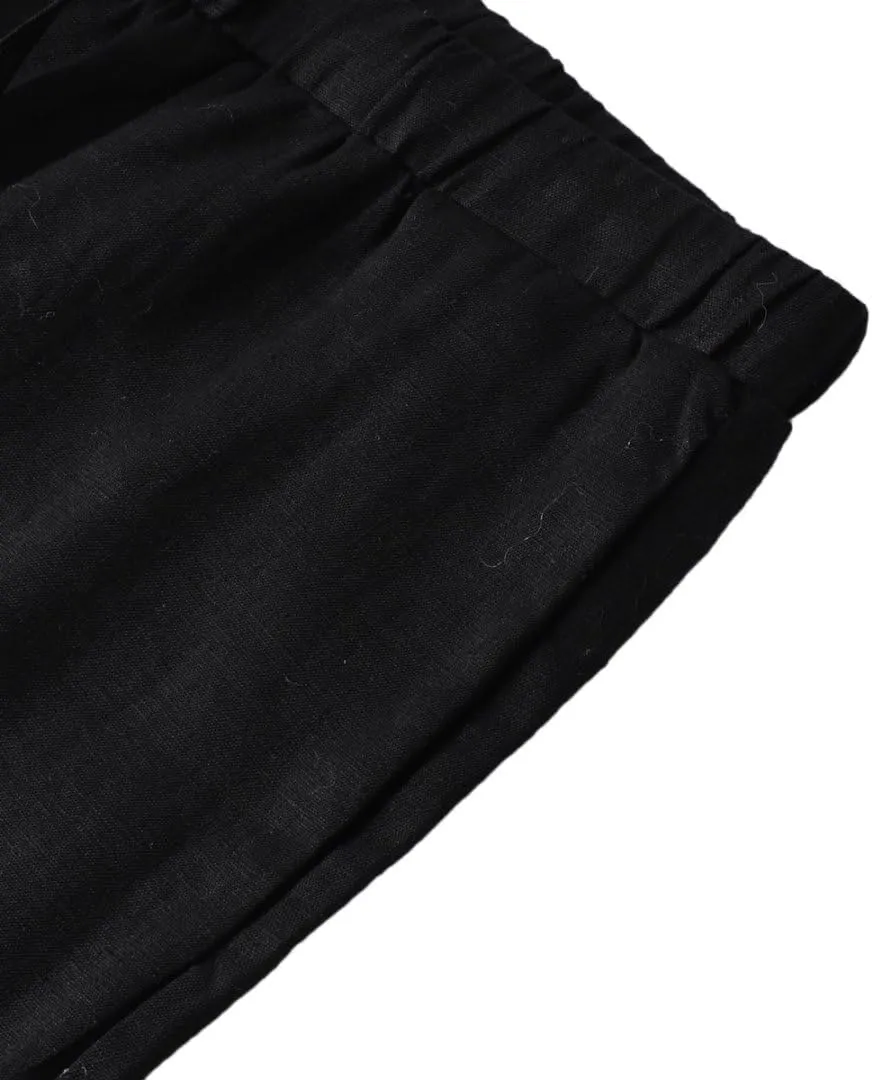 Amazhiyu Men's 100% Linen Summer Casual Elastic Drawstring Loose Pants Pockets
