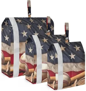 American Baseball Compression Packing Cubes, 3pcs Compressible Expandable Travel Packing Organizer, Travel Cubes for Suitcase Carry On