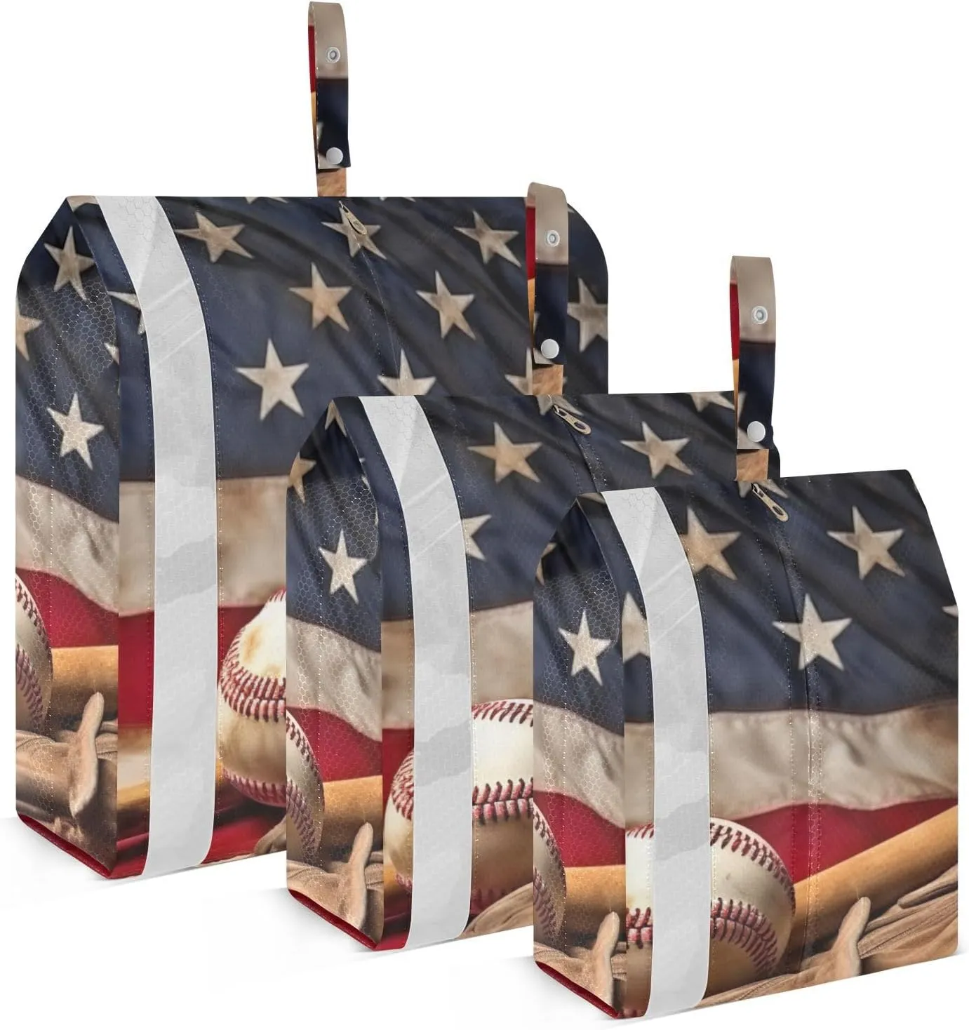 American Baseball Compression Packing Cubes, 3pcs Compressible Expandable Travel Packing Organizer, Travel Cubes for Suitcase Carry On