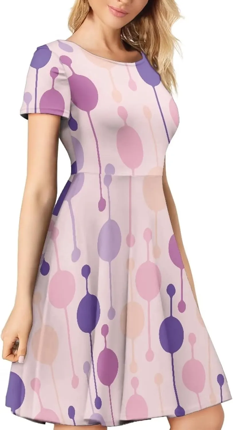 AmzPrint Women's Black and White Cow Print Dress Funny Milk Cow Themed Party Costume Mini Swing Tunic Sunflower Floral Dress