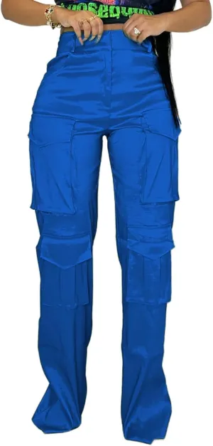 Angsuttc Cargo Pants Women High Waist Y2k Trendy Straight Leg Pants with Pockets