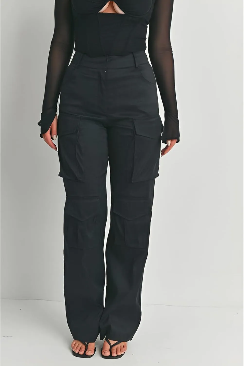 Angsuttc Cargo Pants Women High Waist Y2k Trendy Straight Leg Pants with Pockets