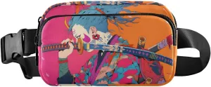 Anime Samurai Fanny Packs for Women Men, Water Resistant Waist Pack Sling Bag Purse for Travel Hiking