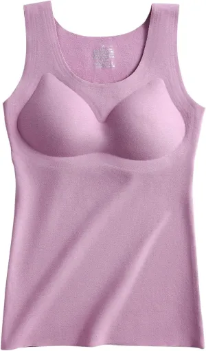 ANRIO Sleeveless Thermals for Women Cold Weather Plus Size Thermal Shirts Warm Fleece Tank Top Camisole Underwear (Color : Purple, Size : XXL/XX-Large)