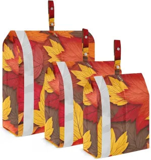 Autumn Maple Leaf Compression Packing Cubes, 3pcs Compressible Expandable Travel Packing Organizer, Travel Cubes for Suitcase Carry On