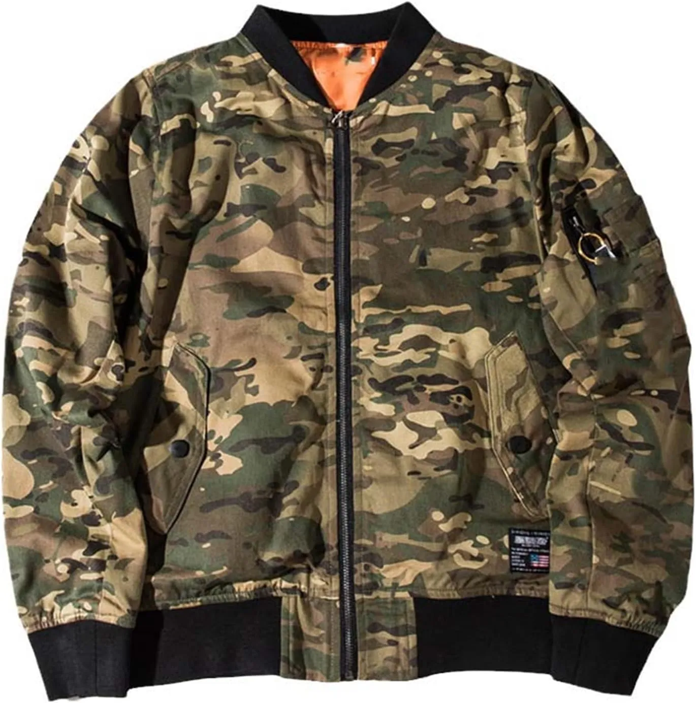 Autumn Winter Vintage Stand Up Collar Men Jacket Cotton Padded Camo1 Male Coat Baseball Camo