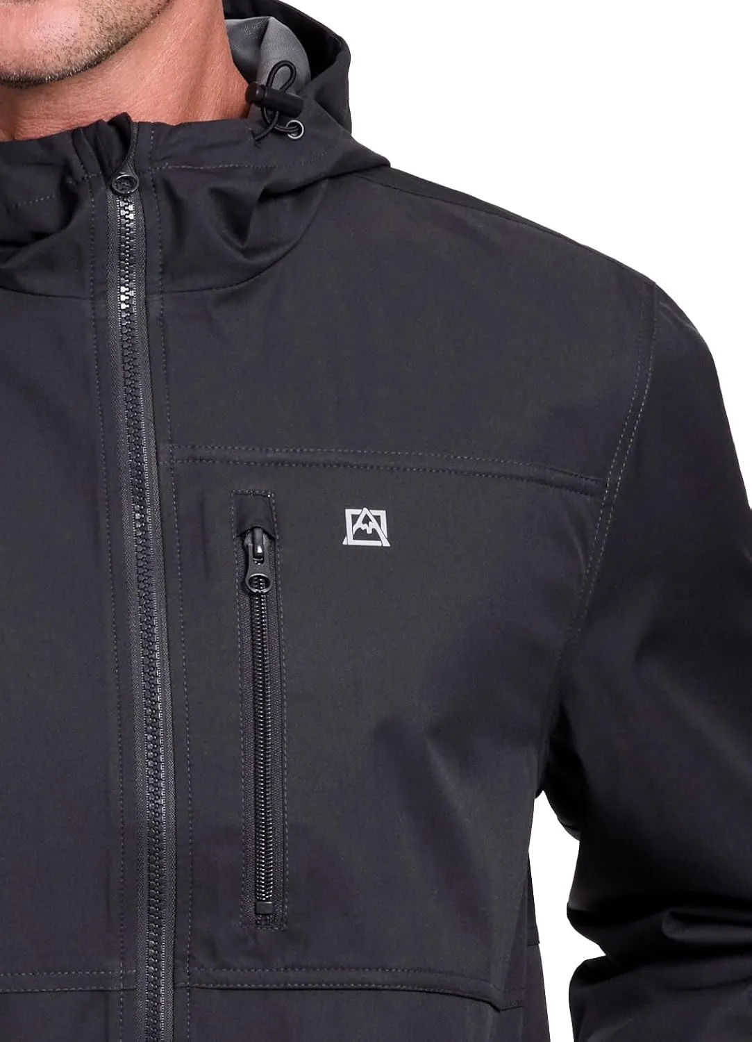 Avalanche Men's Rain Jacket, Transitional Water Resistant Technical Zip Up Hooded Rain Coat with Zipper Pockets