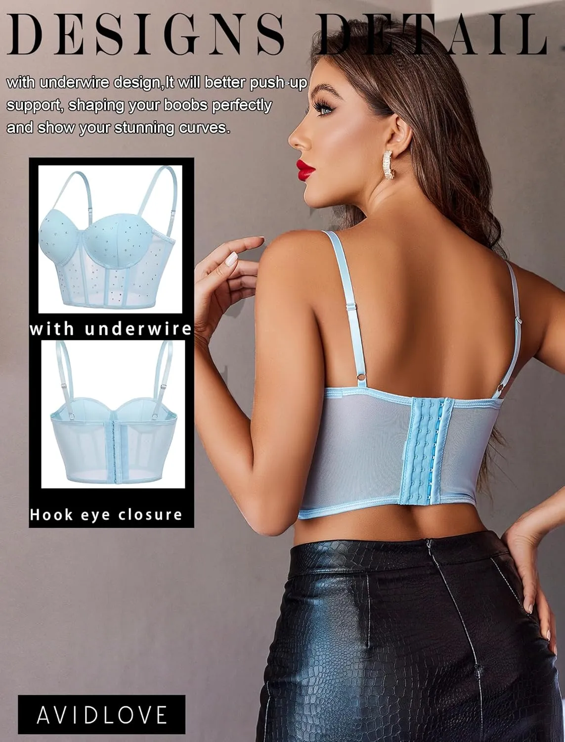Avidlove Corset Tops For Women Push Up Bustier lingerie Y2K Sexy Going Out Party Club Top