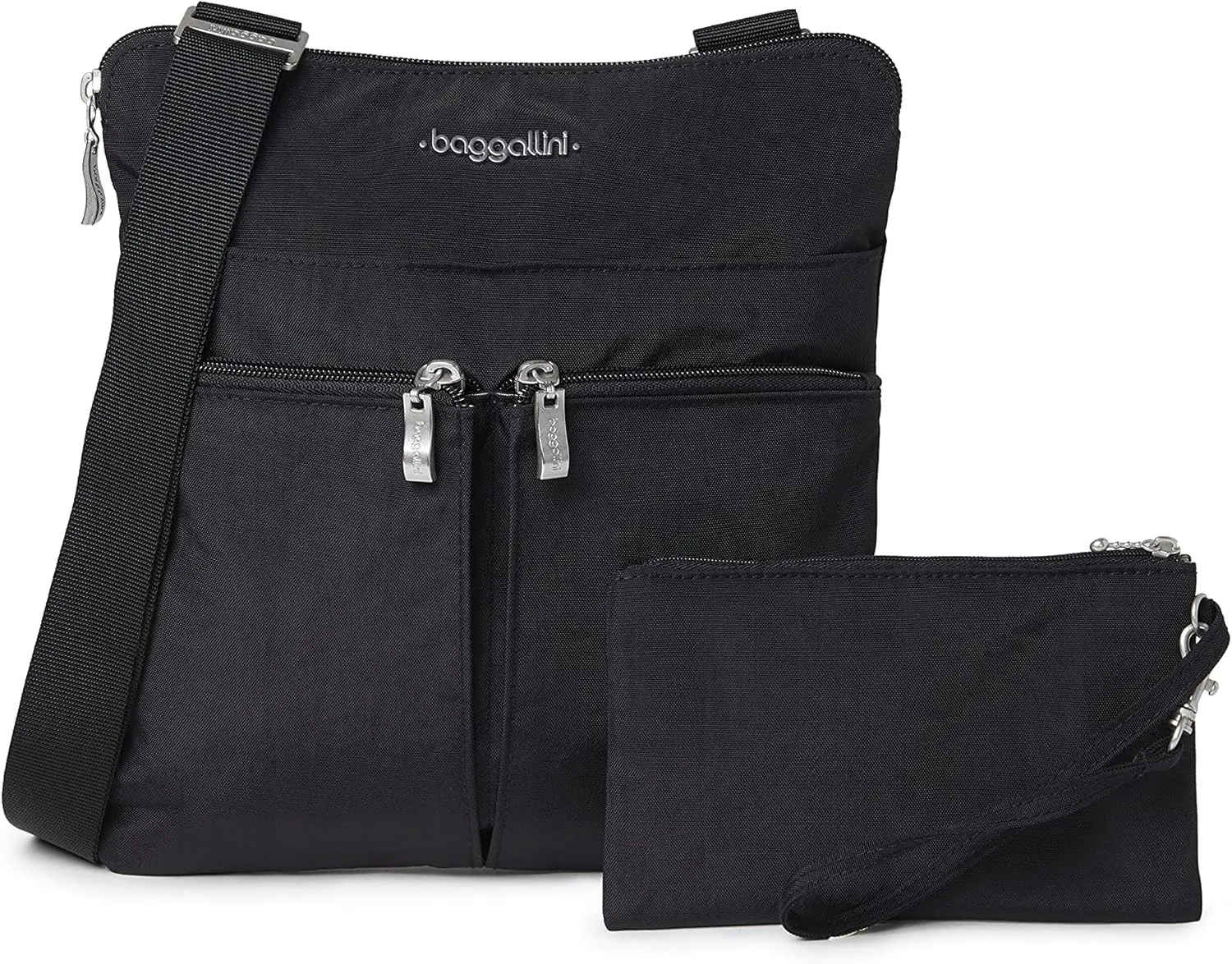 Baggallini Horizon Crossbody Bags for Women 10x10.5 Lightweight Water-Resistant Nylon RFID Purse Handbag w/Wristlet Included