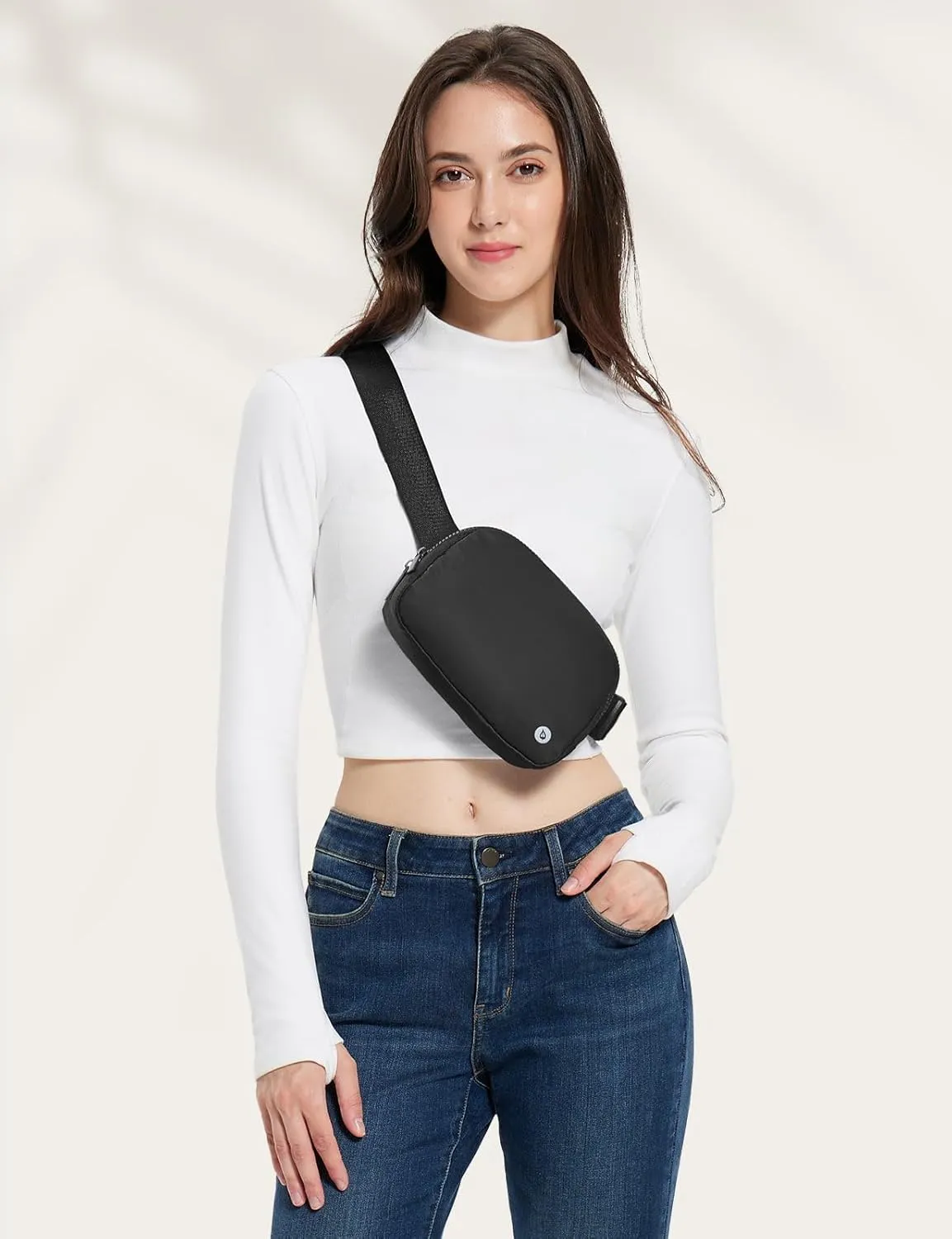 BALEAF Fanny Pack for Women Belt Bag Water Resistant Fashion Crossbody Waist Packs Adjustable Strap Black 1L
