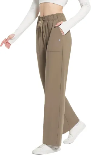 baleaf Fleece Lined Thermal Pants Women Sweatpants Wide Leg Water Resistant Casual Lounge with Pockets Yoga Workout