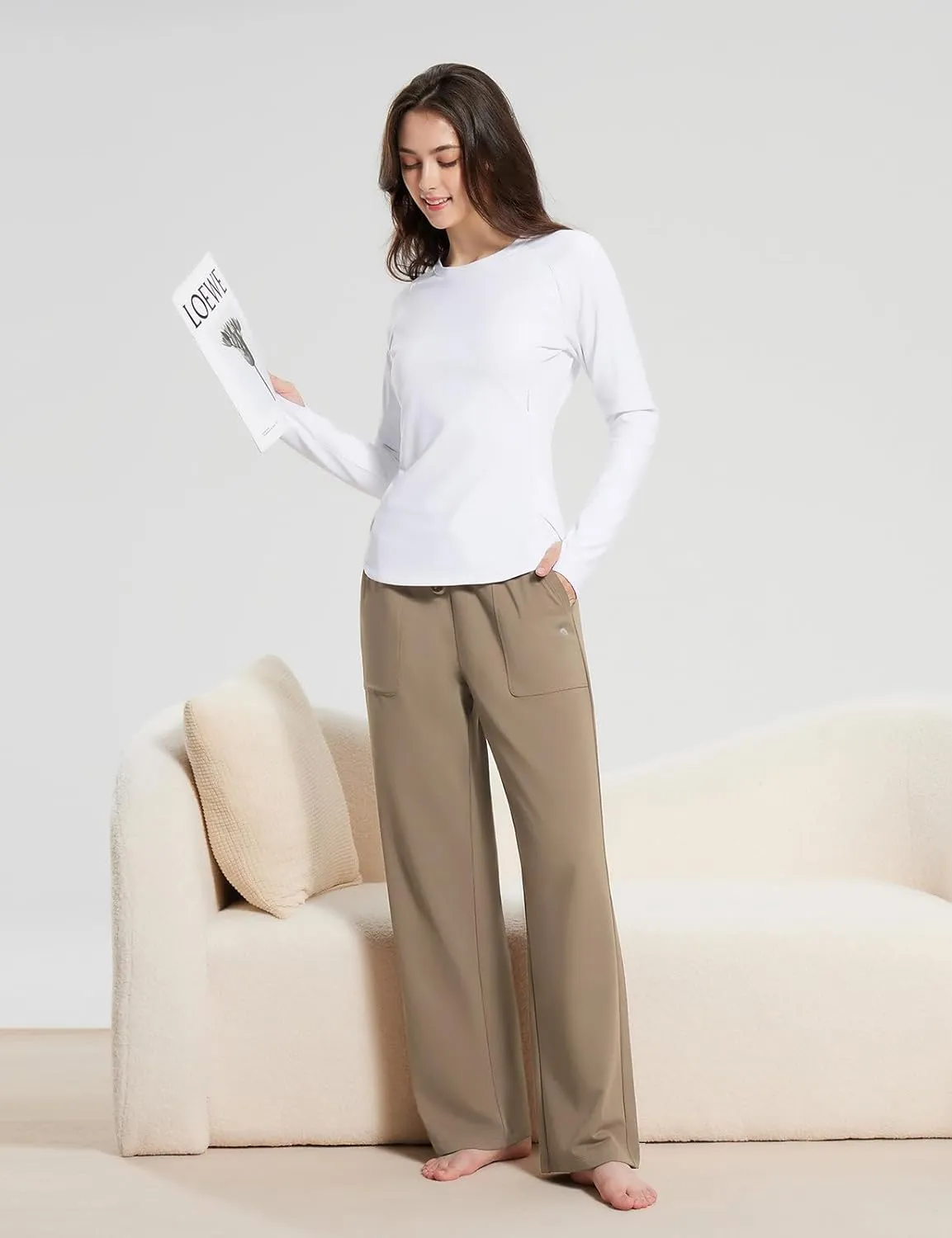baleaf Fleece Lined Thermal Pants Women Sweatpants Wide Leg Water Resistant Casual Lounge with Pockets Yoga Workout