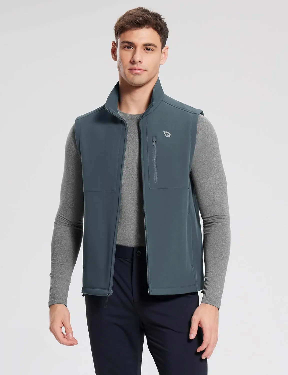 baleaf Men's Golf Vest Fleece Lined Softshell Sleeveless Jacket Water Resistant Cold Weather Running Gear Winter Pockets