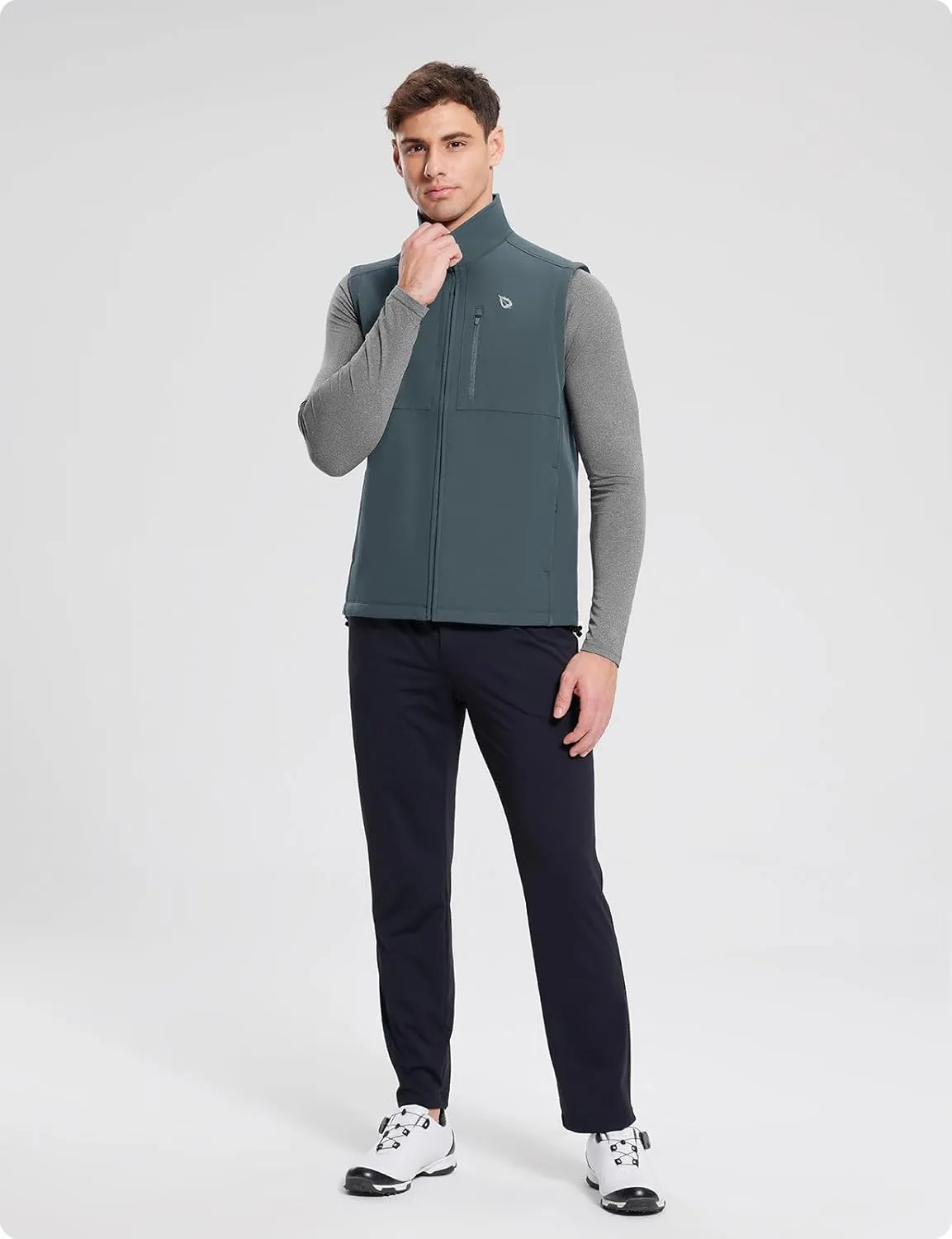 baleaf Men's Golf Vest Fleece Lined Softshell Sleeveless Jacket Water Resistant Cold Weather Running Gear Winter Pockets