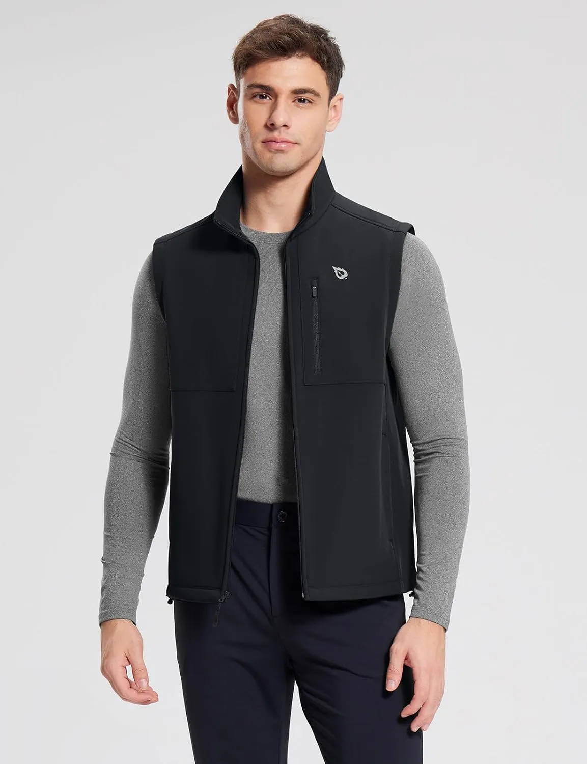 baleaf Men's Golf Vest Fleece Lined Softshell Sleeveless Jacket Water Resistant Cold Weather Running Gear Winter Pockets