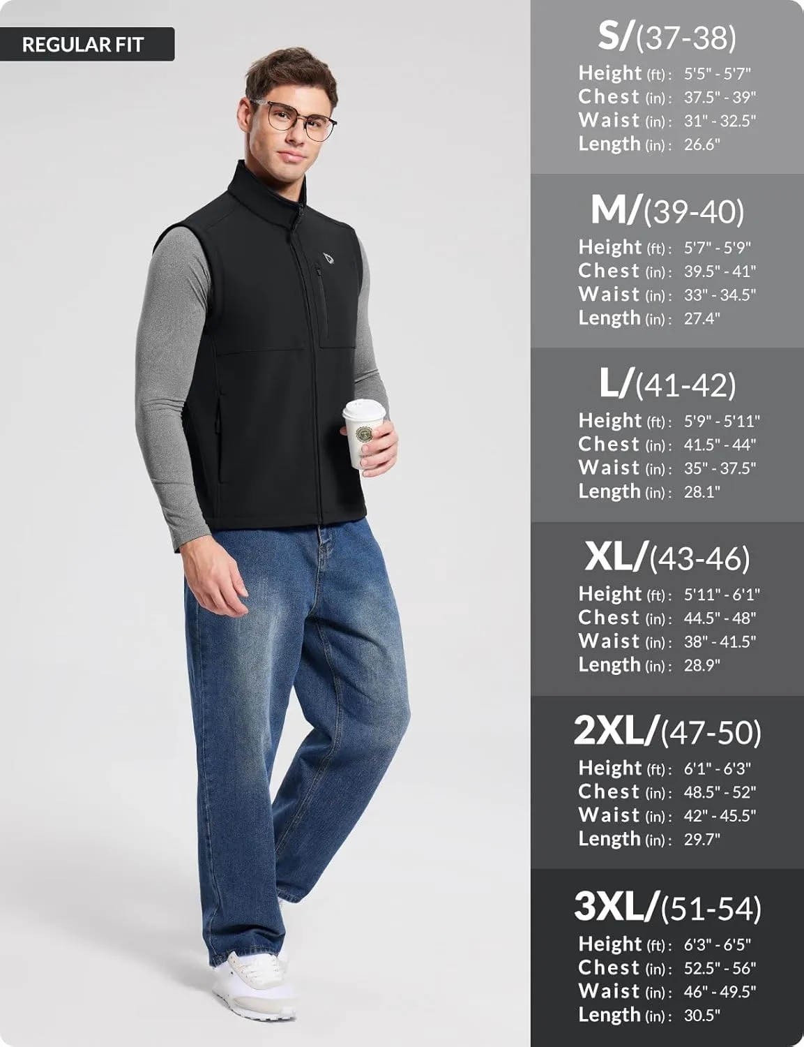 baleaf Men's Golf Vest Fleece Lined Softshell Sleeveless Jacket Water Resistant Cold Weather Running Gear Winter Pockets
