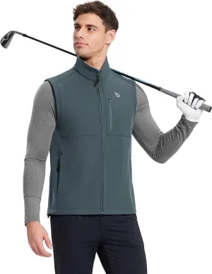 baleaf Men's Golf Vest Fleece Lined Softshell Sleeveless Jacket Water Resistant Cold Weather Running Gear Winter Pockets