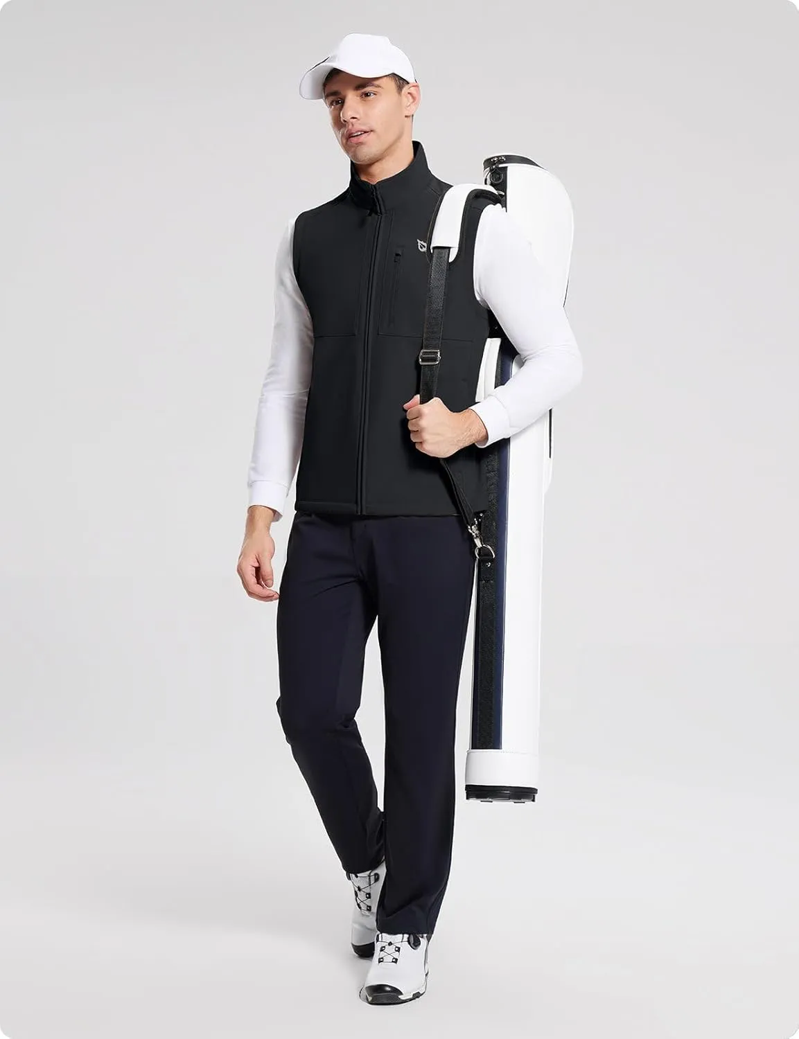 baleaf Men's Golf Vest Fleece Lined Softshell Sleeveless Jacket Water Resistant Cold Weather Running Gear Winter Pockets