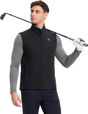 baleaf Men's Golf Vest Fleece Lined Softshell Sleeveless Jacket Water Resistant Cold Weather Running Gear Winter Pockets