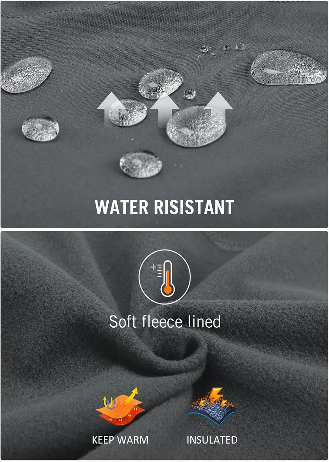 baleaf Women's Fleece Lined Leggings Water Resistant Winter Clothes Running Tights Cold Weather Hiking Pants Zip Pockets