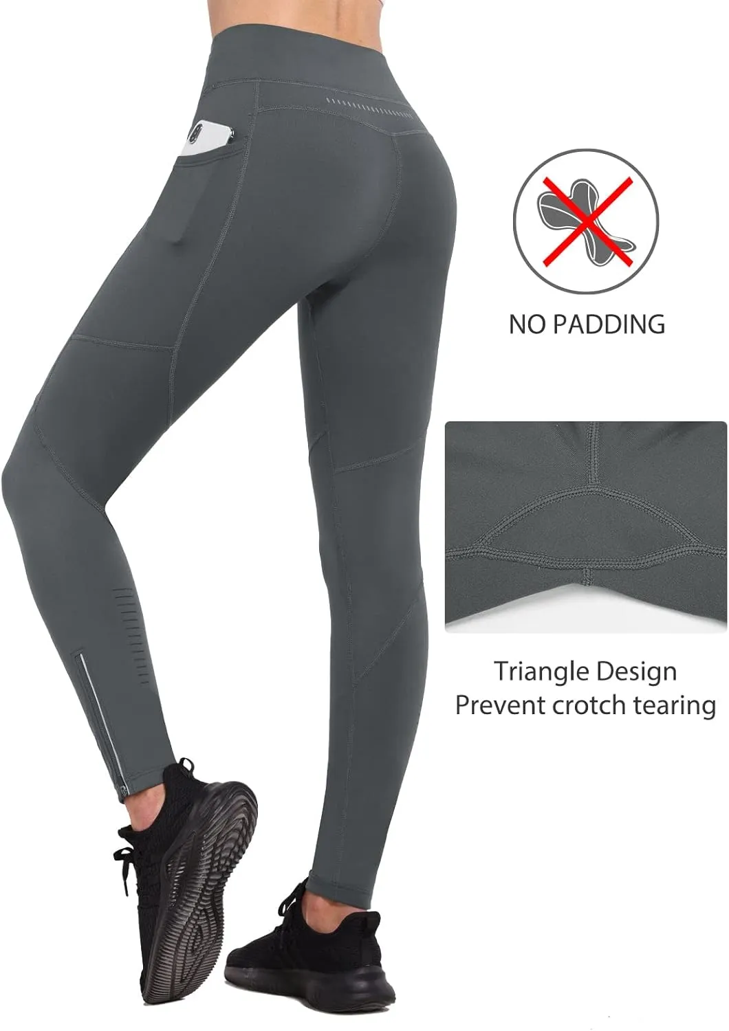 baleaf Women's Fleece Lined Leggings Water Resistant Winter Clothes Running Tights Cold Weather Hiking Pants Zip Pockets