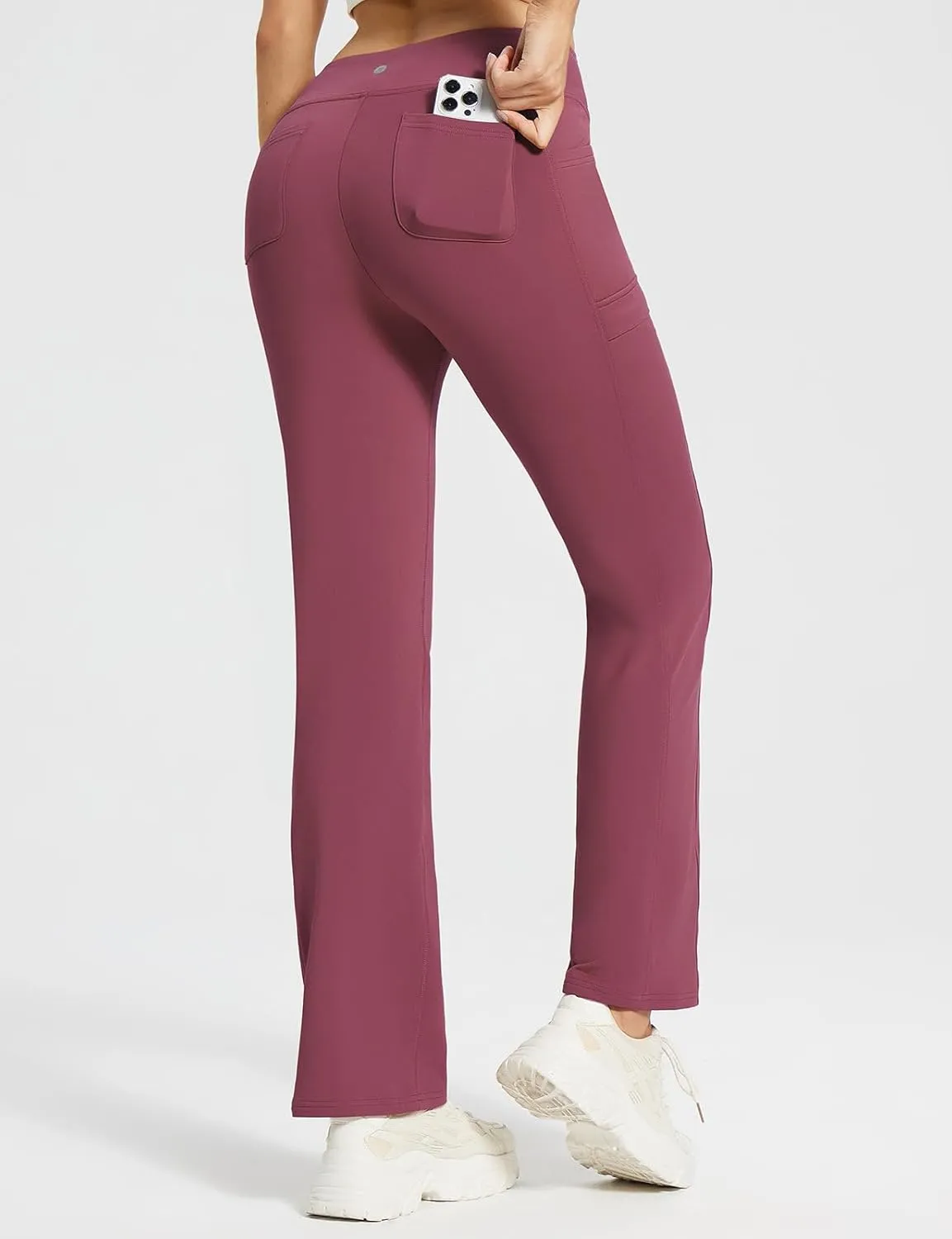 baleaf Women's Fleece Lined Pants Yoga Pants Warm Thermal Winter High Waisted Straight Leg Leggings with 6 Pockets