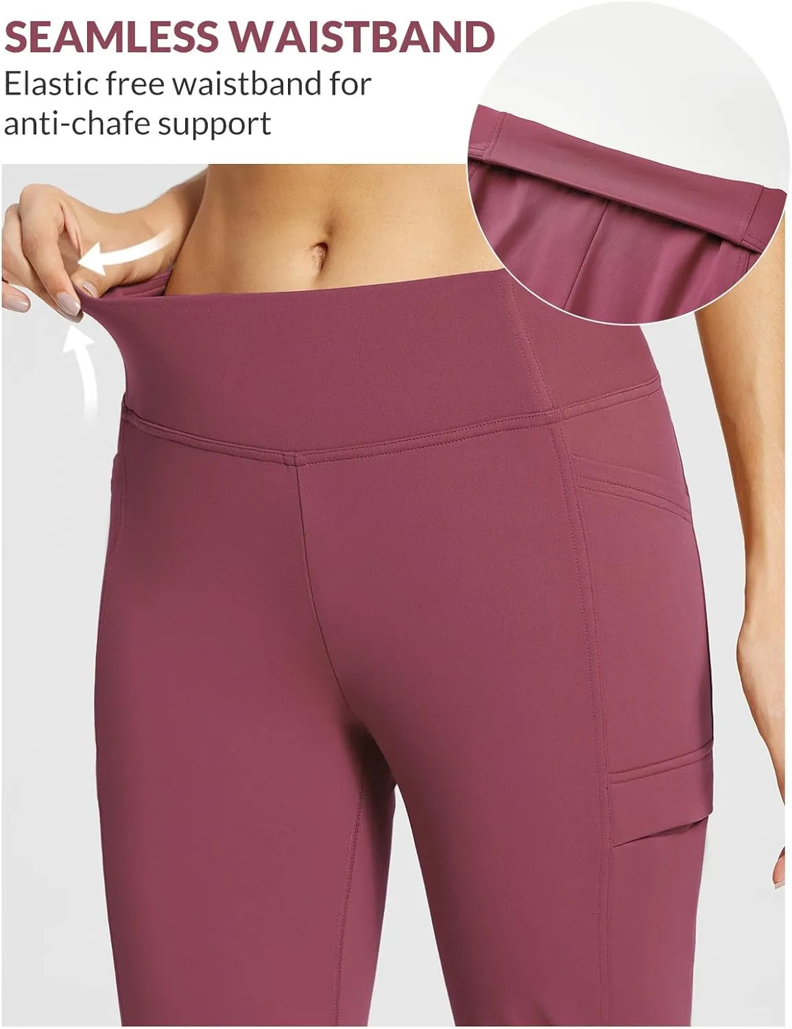 baleaf Women's Fleece Lined Pants Yoga Pants Warm Thermal Winter High Waisted Straight Leg Leggings with 6 Pockets