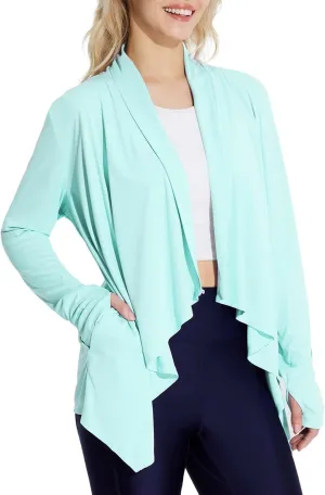 baleaf Women's Long Sleeve Sun Shirts UPF 50  Lightweight Open Front Cardigan with Pockets Beach Cover Up SPF Sun Wrap