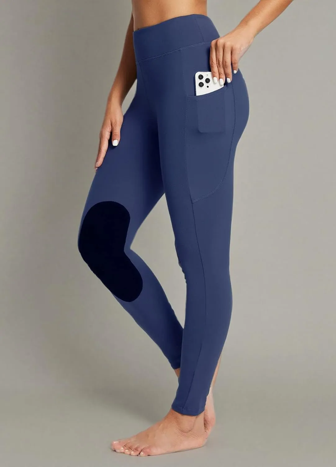 baleaf Women's Winter Riding Pants Horse Breeches Knee-Patch Fleece Horseback Equestrian Tights Pockets Leggings